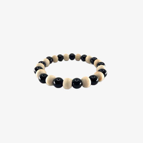 Black Agate With Tulsi Bracelet