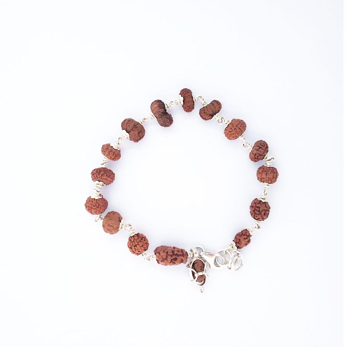 1 to 14 Mukhi with Ganesh & Gauri Shankar Rudraksha Siddha Bracelet in Pure Silver