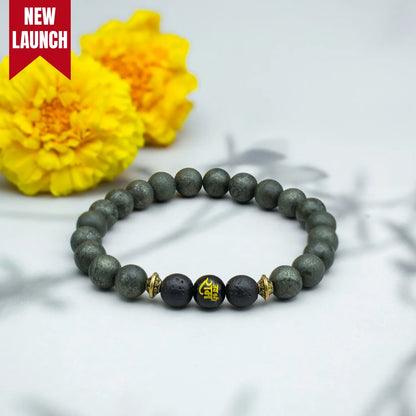 Raw Pyrite Bracelet with Ram Bead