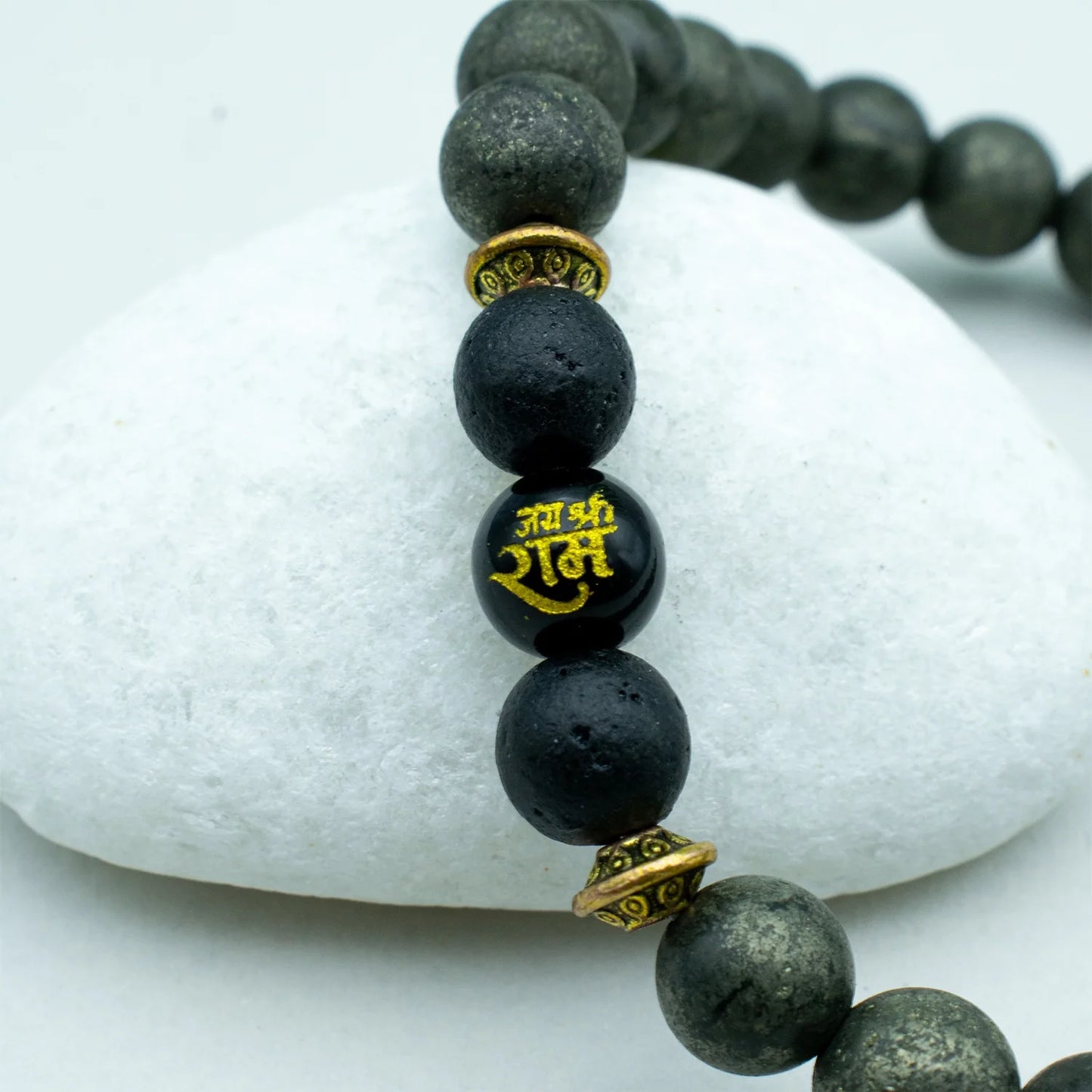 Raw Pyrite Bracelet with Ram Bead
