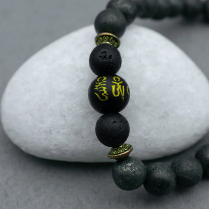 Raw Pyrite Bracelet with Buddha Mantra