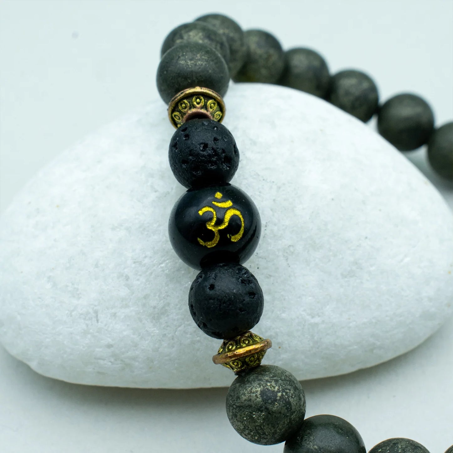 Raw Pyrite Bracelet with Om bead