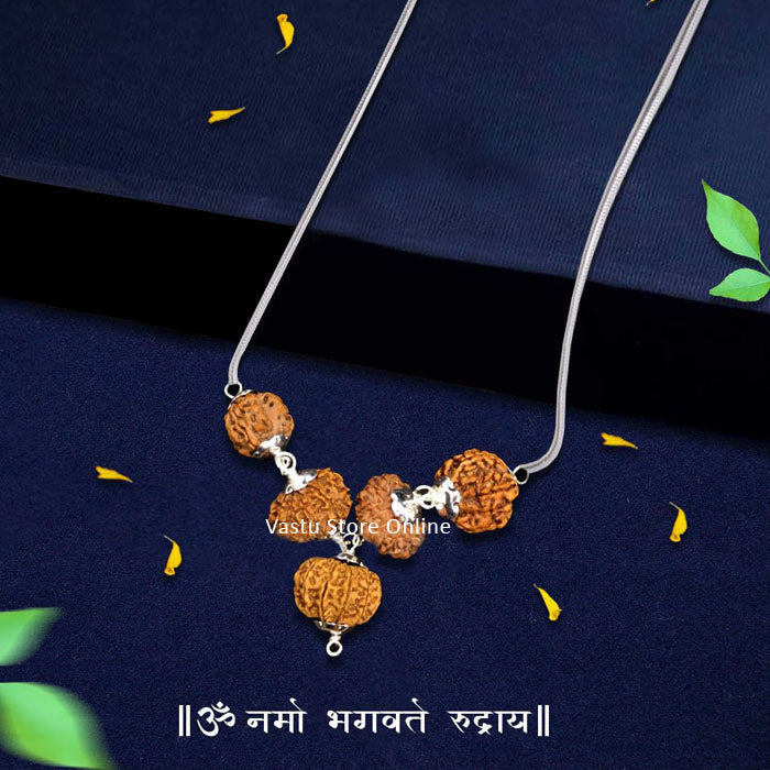 Nepali Rudraksha Combination for Siddhies, Wealth and Prosperity - 7, 9, 11, 13 Mukhi with Silver Chain, Lab Certified