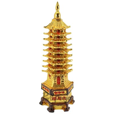 Feng Shui Golden Education Tower for Student Study Table Remedy for Academic and Education Good Luck for Children