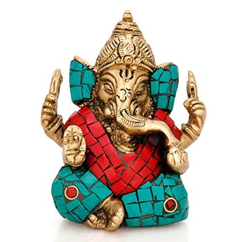 Brass Blessing Long Ear Ganesh Idol Murti Gts246