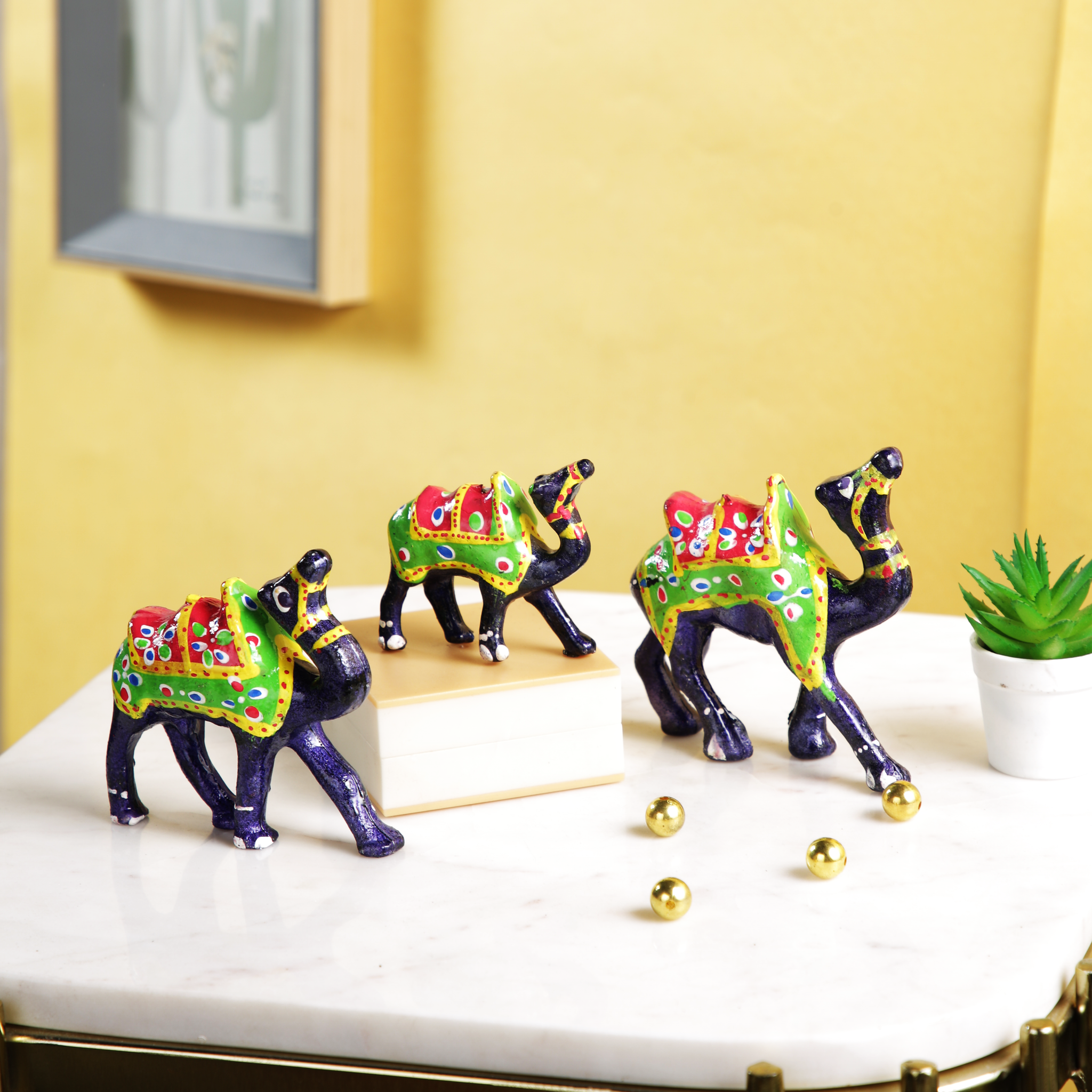 Rajasthani Camel Set of 3 Showpiece TMS110-Blue