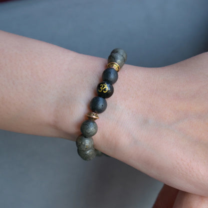 Raw Pyrite Bracelet with Om bead