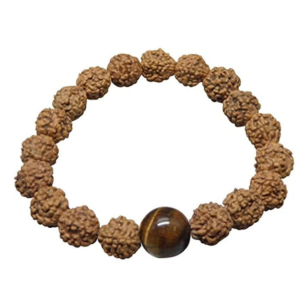 5 Mukhi Indonesia Rudraksha Bracelet with Natural Tiger Eye Bead