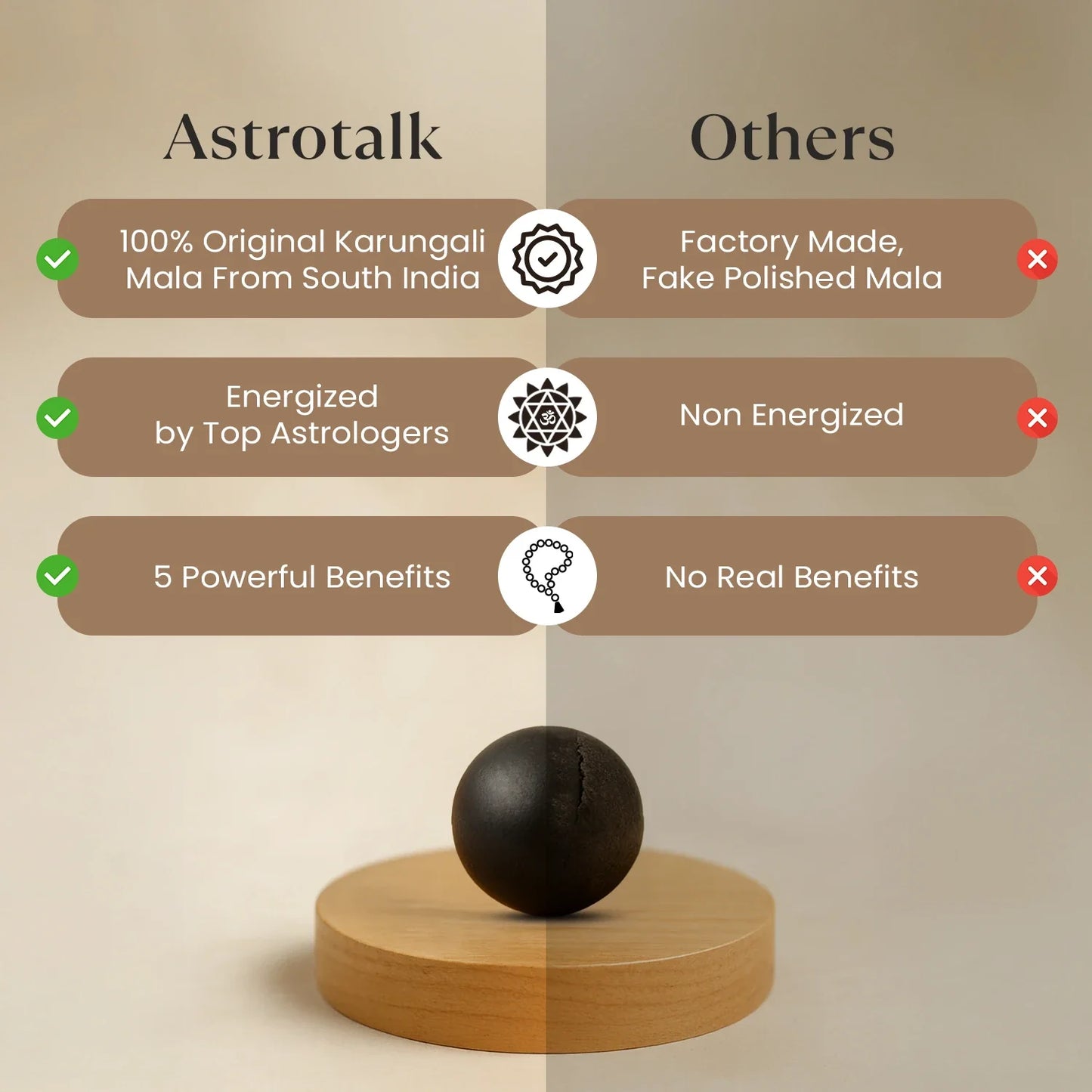 Karungali Mala with 108+1 Ebony Wood Beads