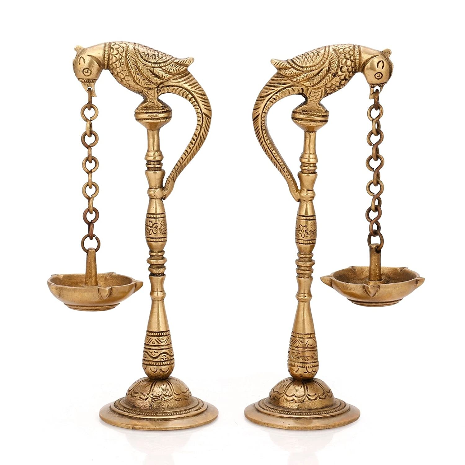 Brass Pair Of Diya Oil Lamp Stand Holder Showpiece  Dfbs172