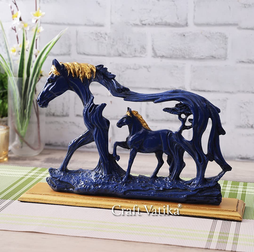 Polyresin Horse Statue For Home Decoration & Gifting Dfmas109-Blue