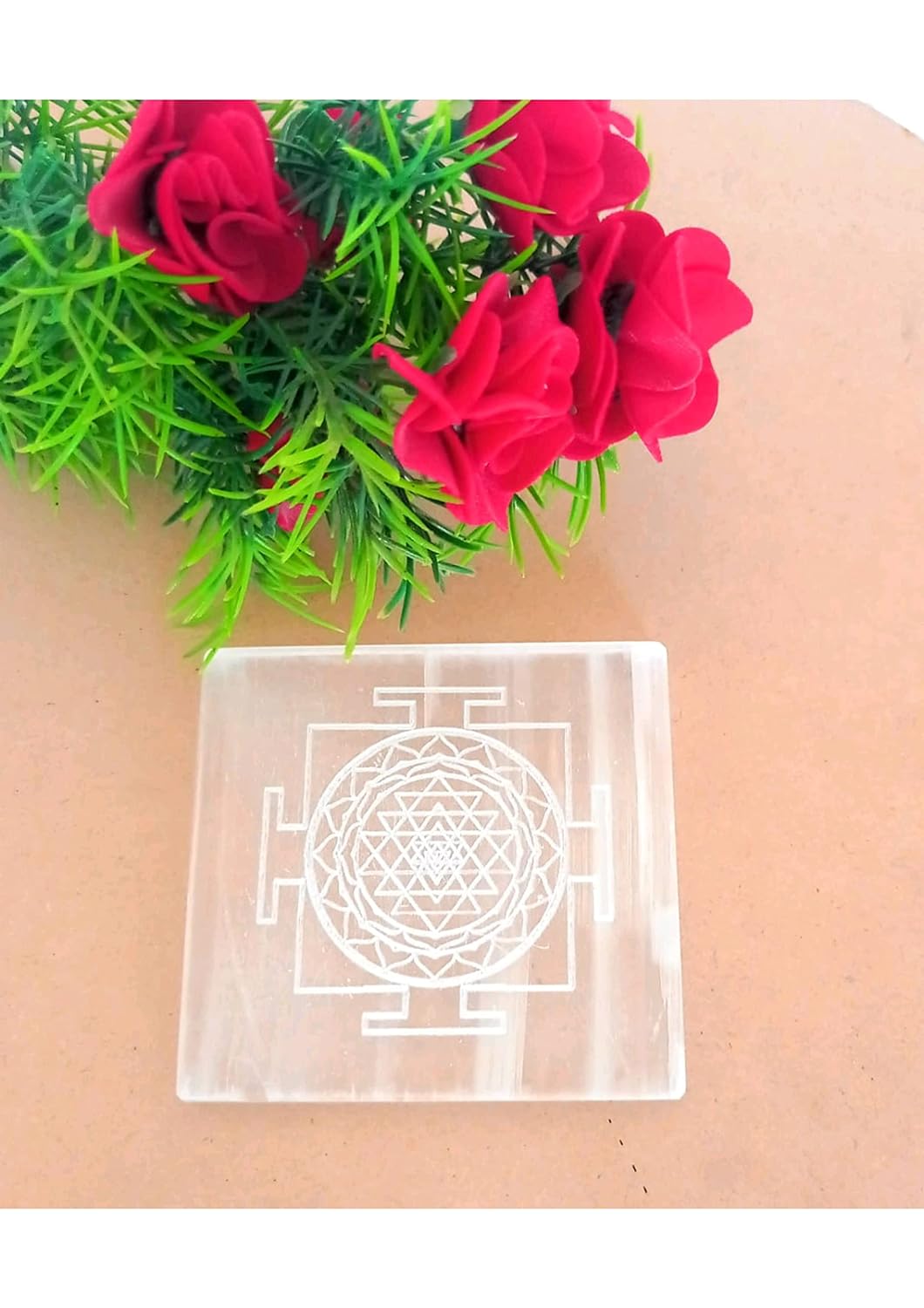 Selenite Shree Yantra Charging Plate