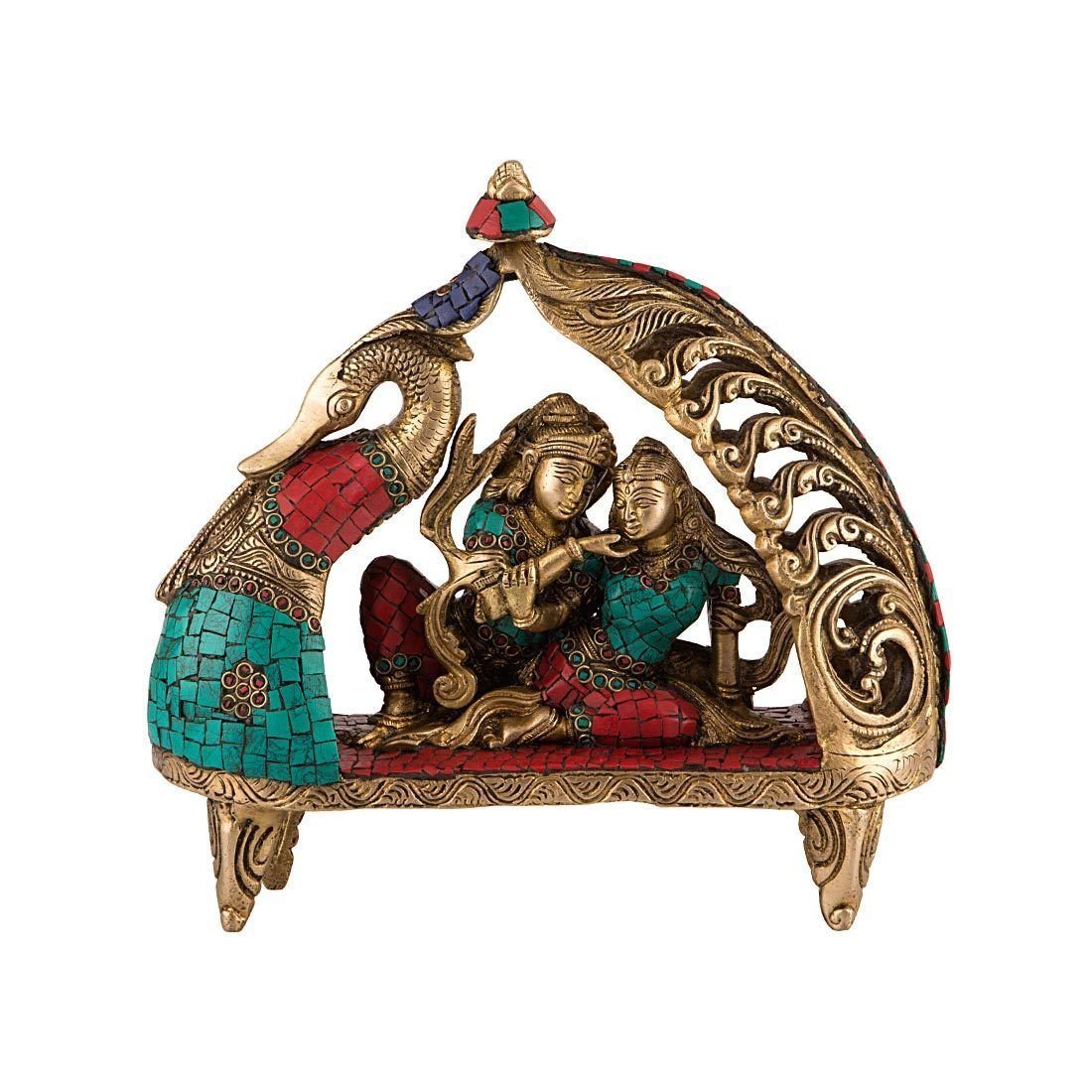 Brass Radha Krishna On Couch Decorative Showpiece Rkts116