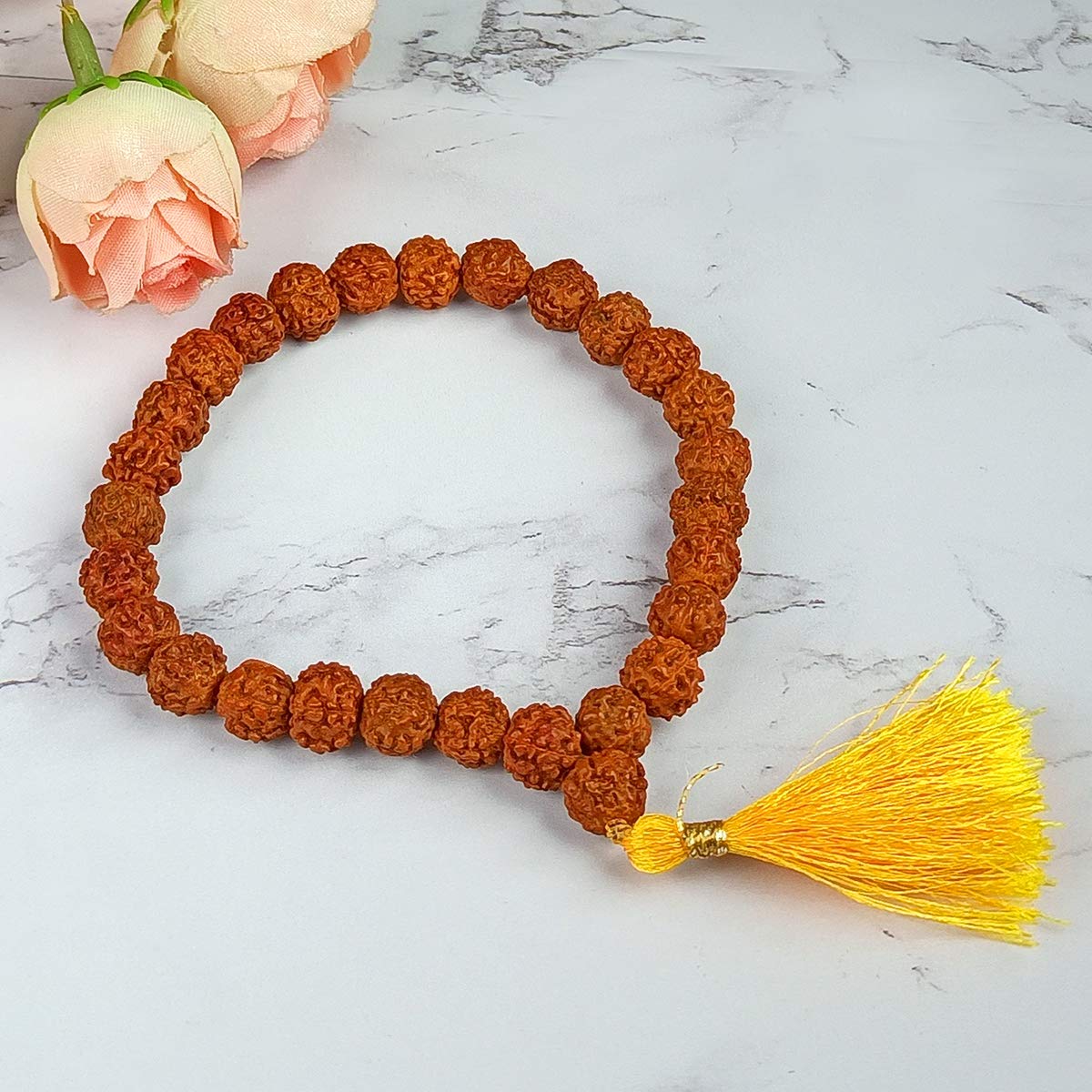 Natural Rudraksha Bracelet 8 mm Bead for Unisex (Colour : Brown)