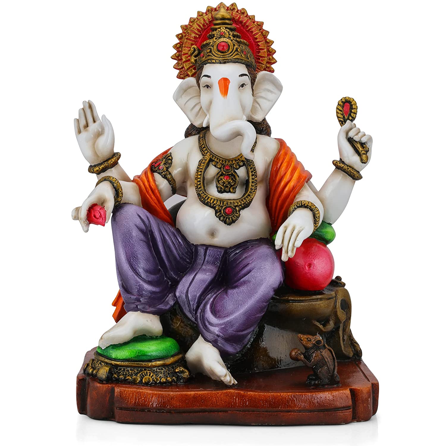 Big Ganesha Statue Sitting On Throne Resin Idol Gmas258