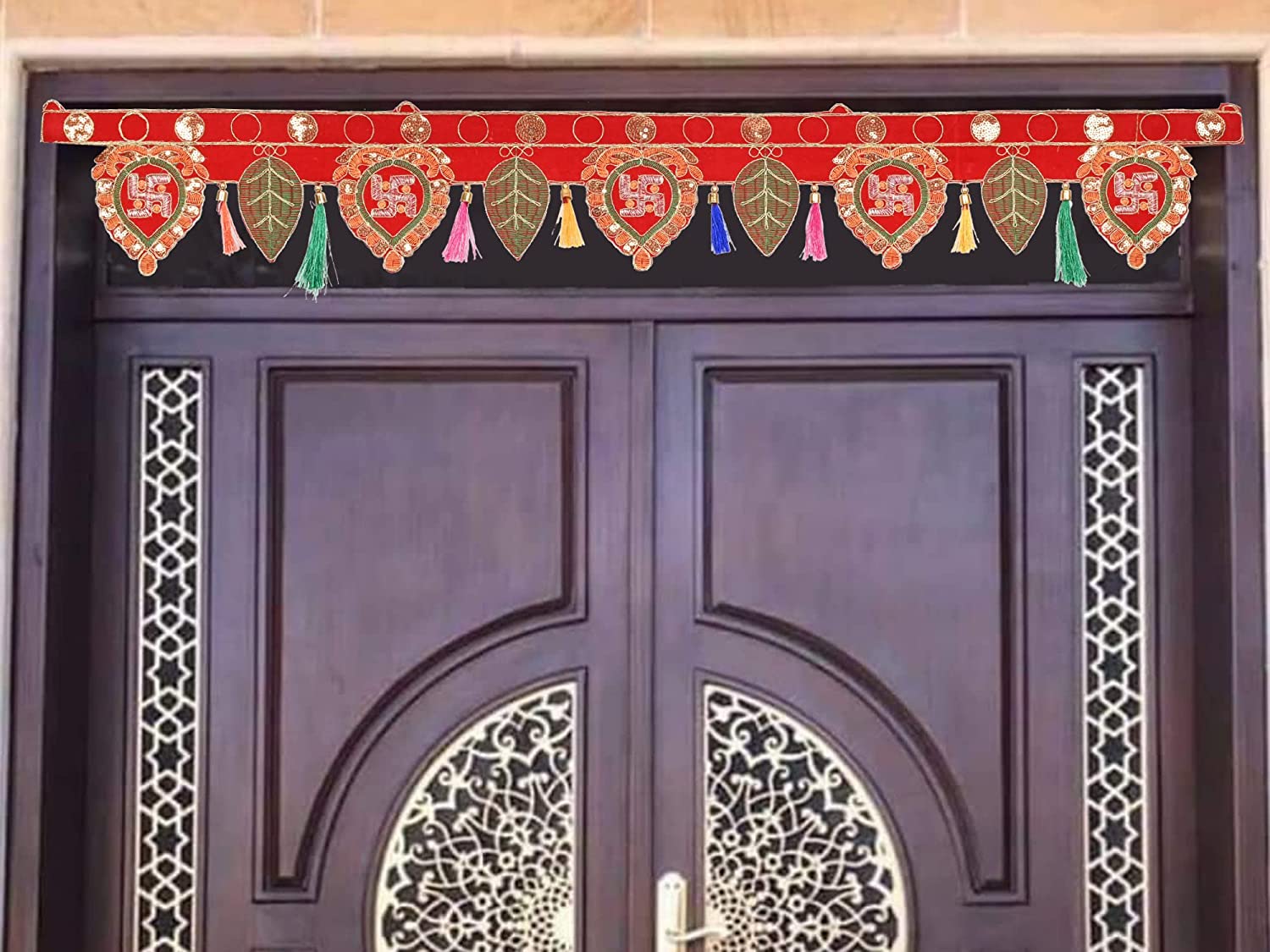 Velvet Swastik Leaf Design Door Bandarwal Toran132