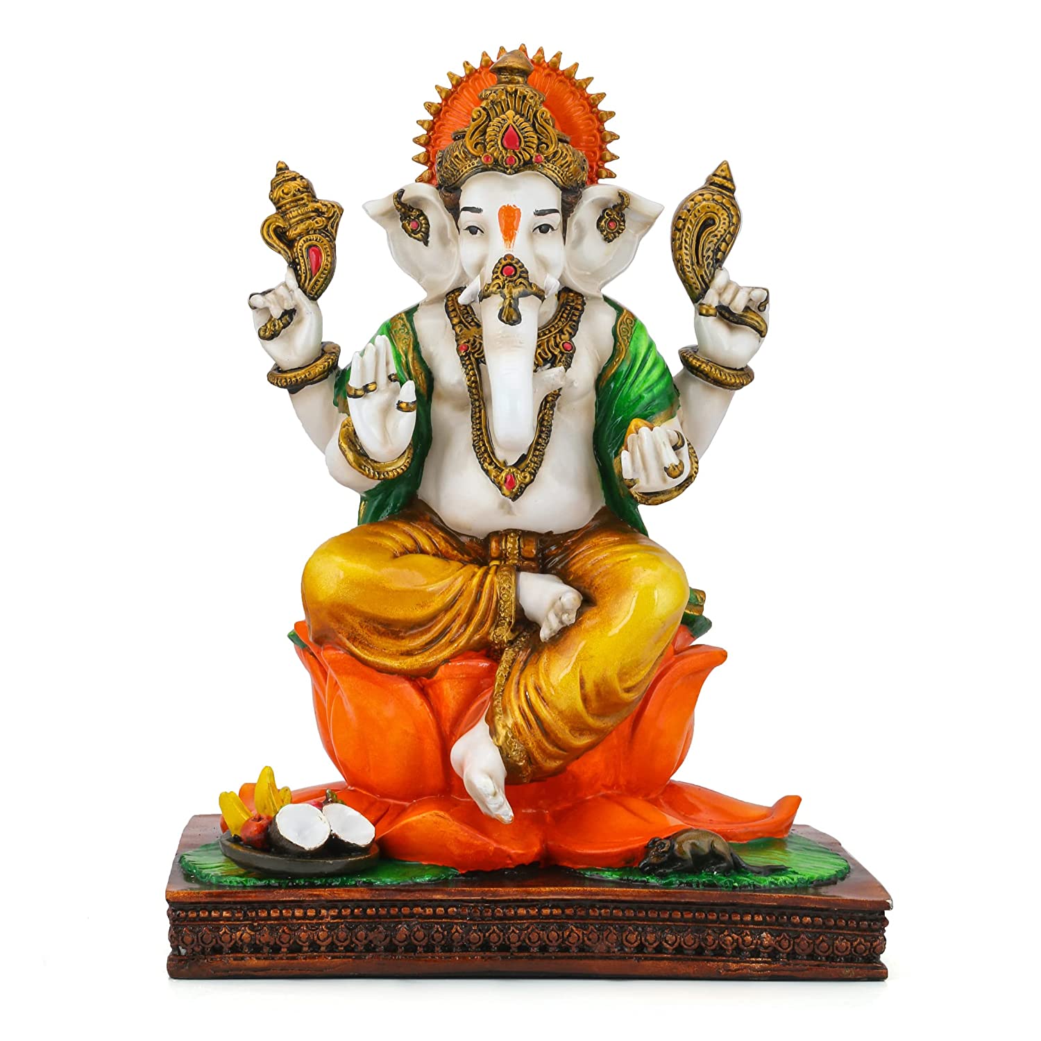 Large Ganesh Idol On Lotus For Home & Temple Puja Gmas259