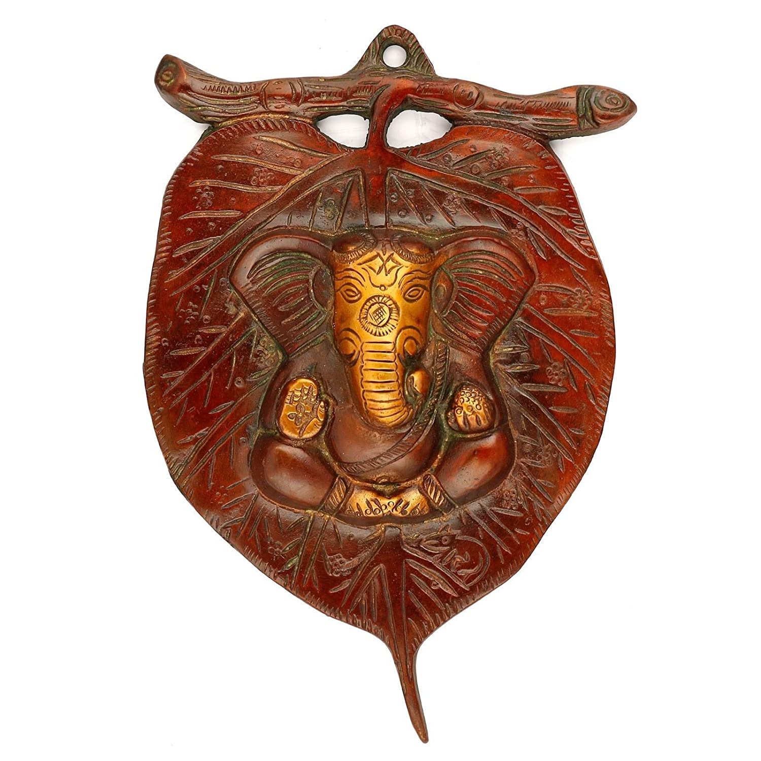 Brass Leaf Ganesh Decorative Wall Hanging Gmw111