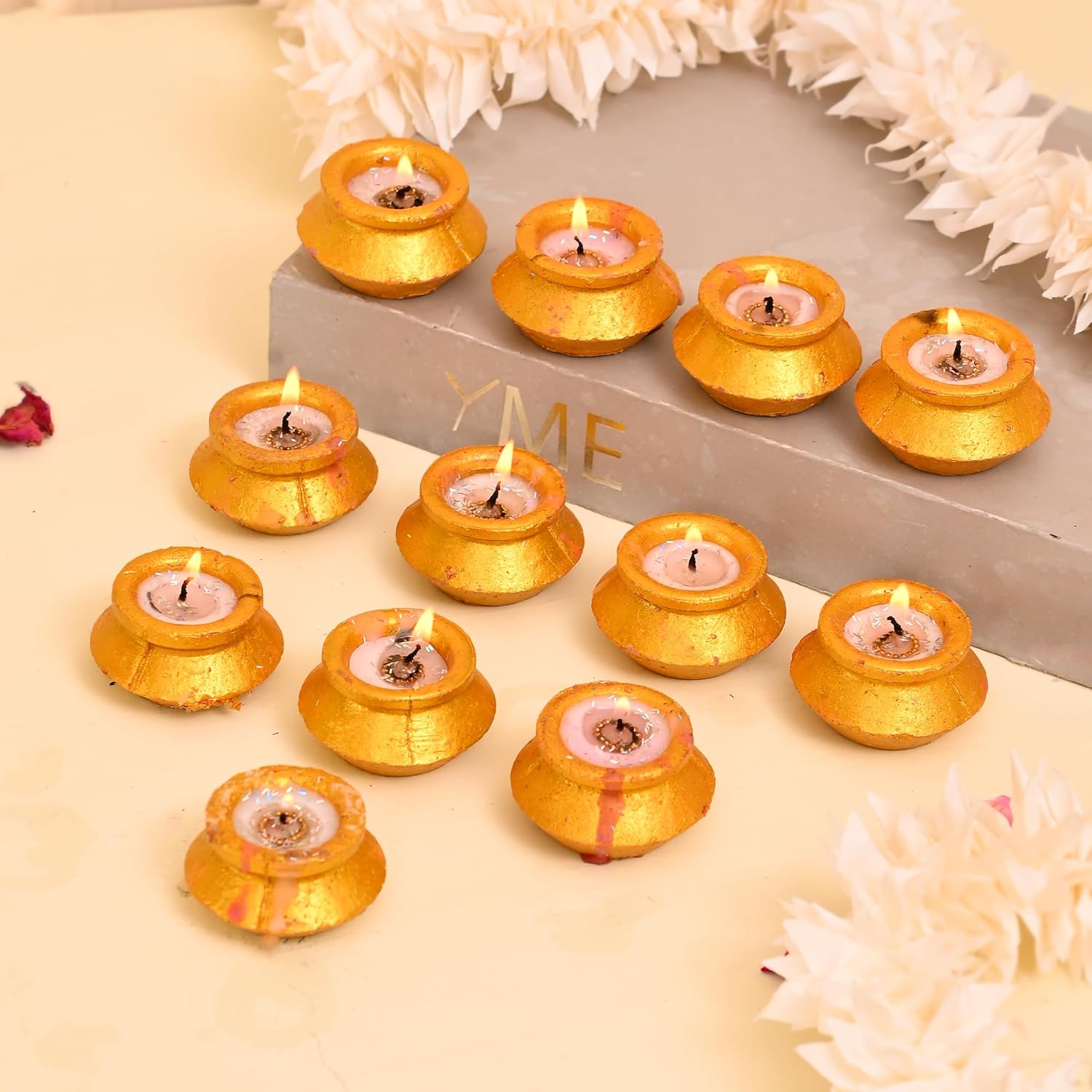 Matki Diya Wax Candles Set of 12 for Diwali Decoration Items