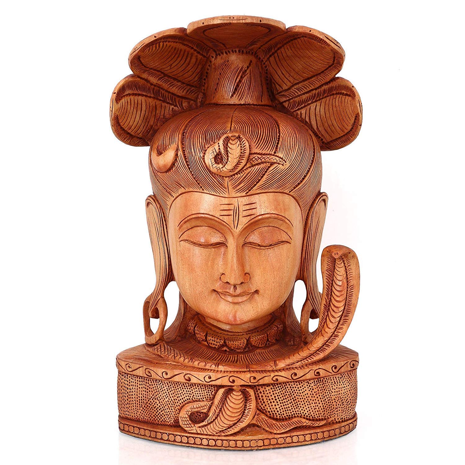 Lord Shiva Head Sculpture Decorative Wooden Idol Shws108