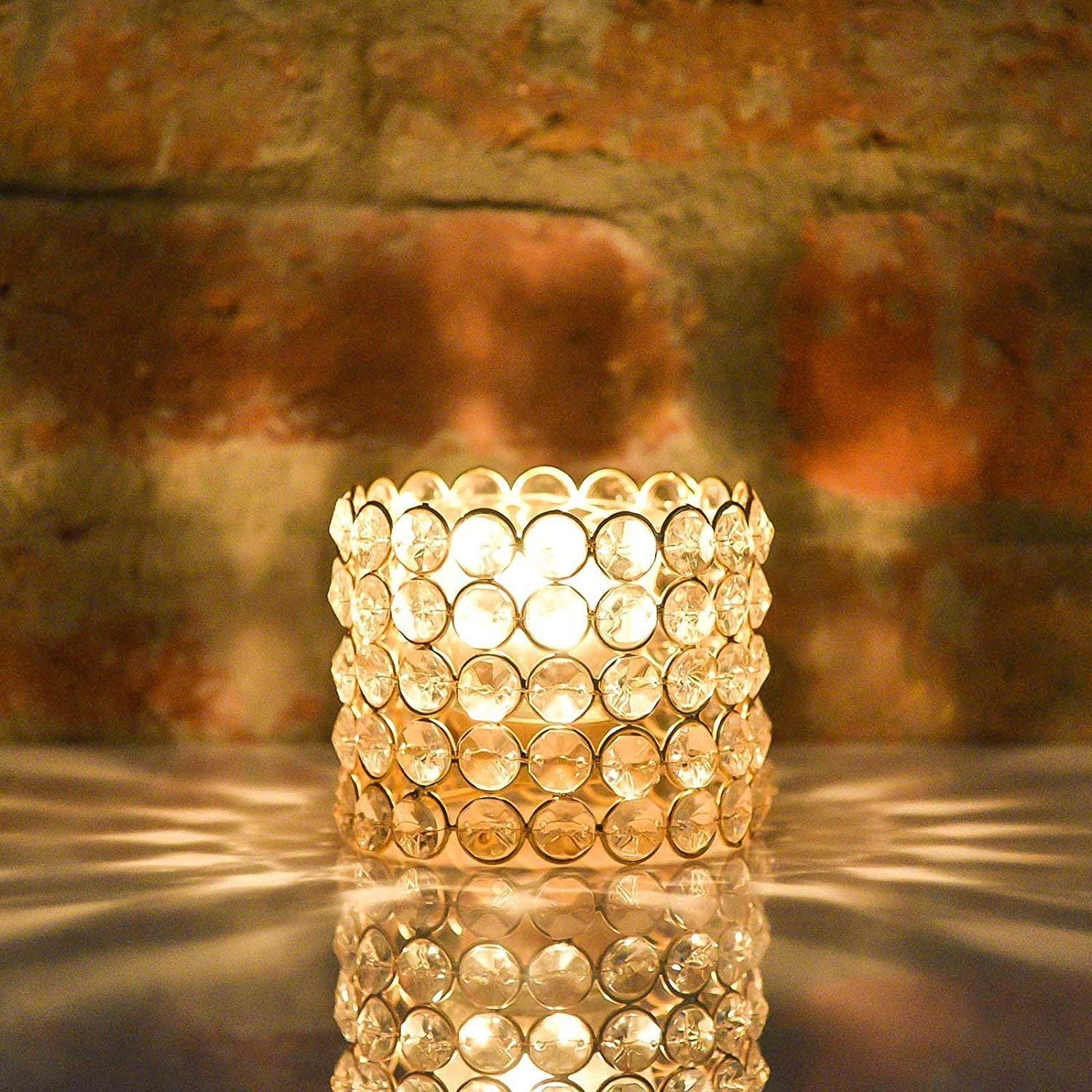 Metal Crystal Tea Light Holder For Home Decoration Dfbs120-Round