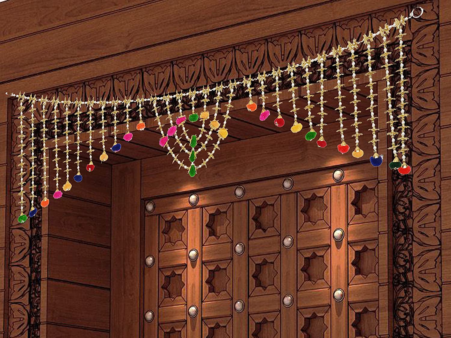 Golden Pompom Bandarwal For Door Decoration Toran118