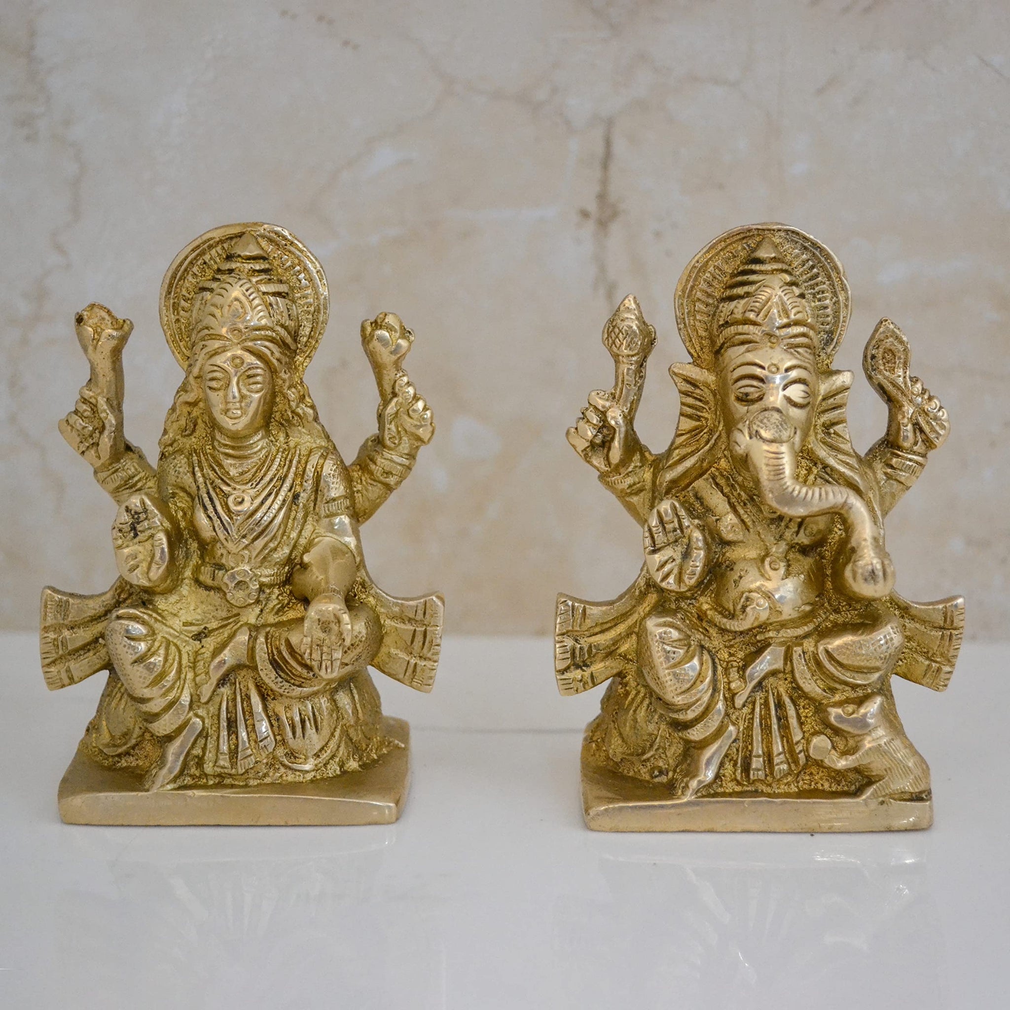 Brass Laxmi Ganesha Pair Murti, Lgbs183