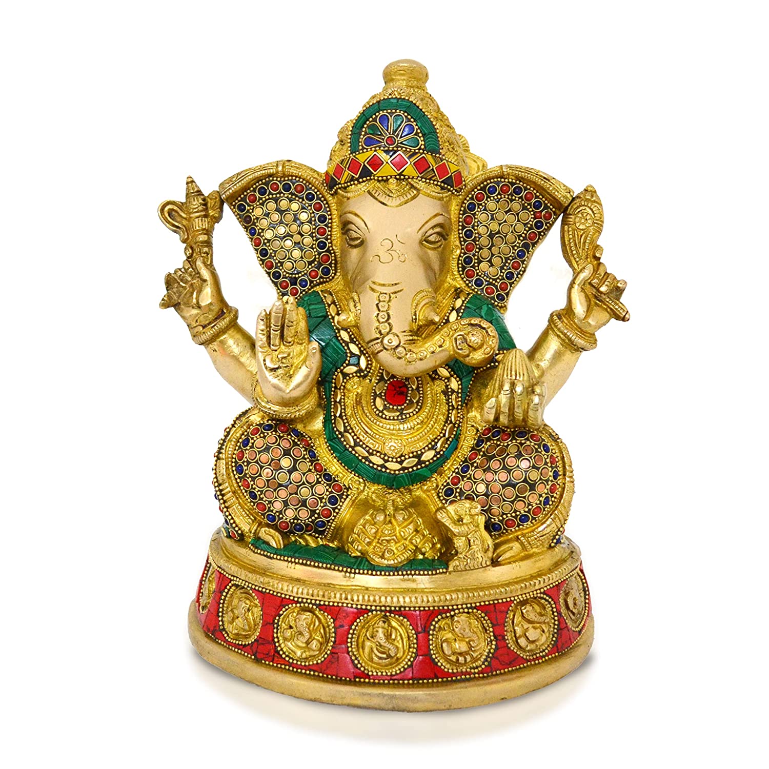 Ganesha Brass Idol With Stone Studded Statue Gts259