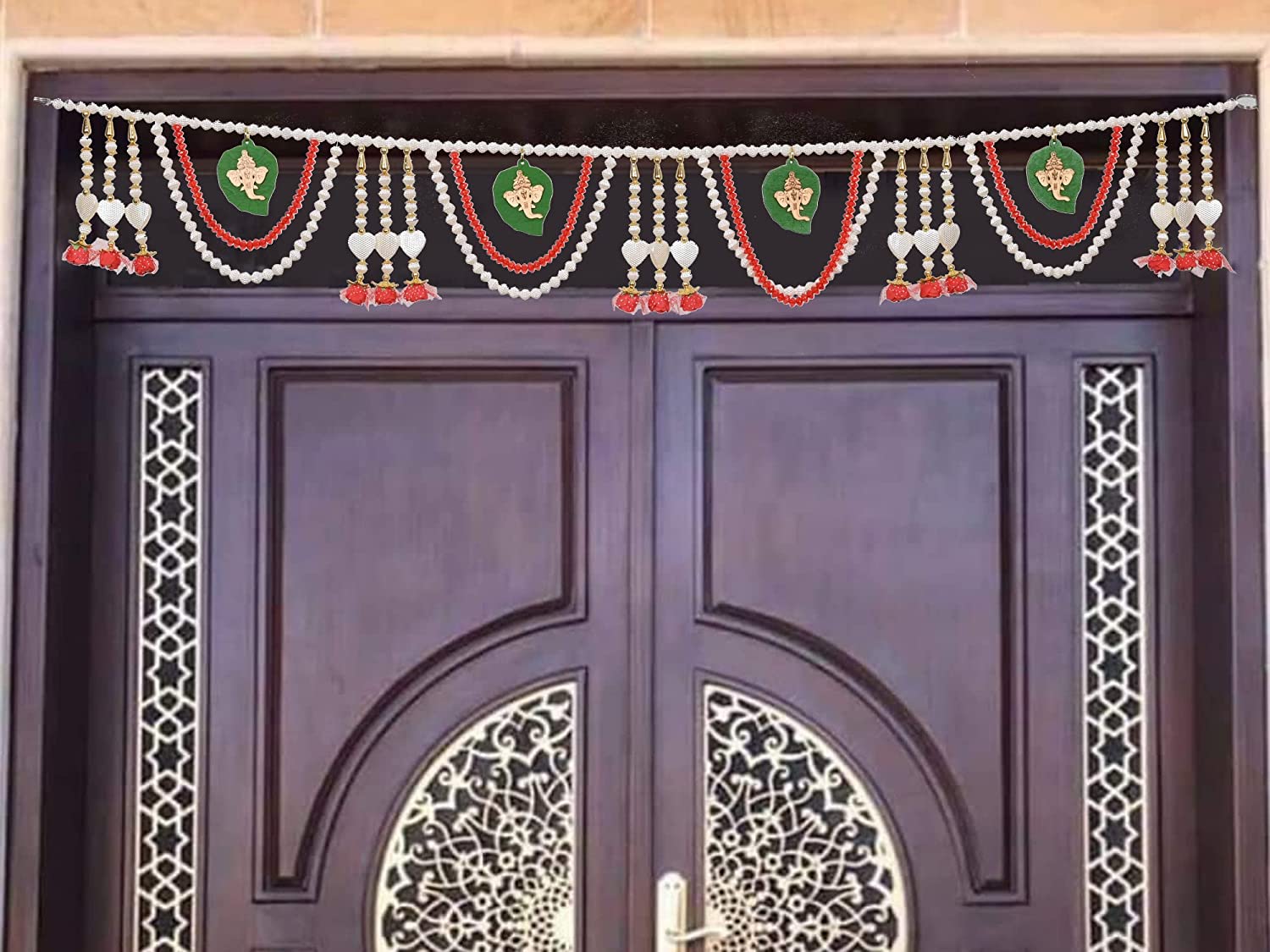 Red White Beads Toranam For Door Decoration Toran134