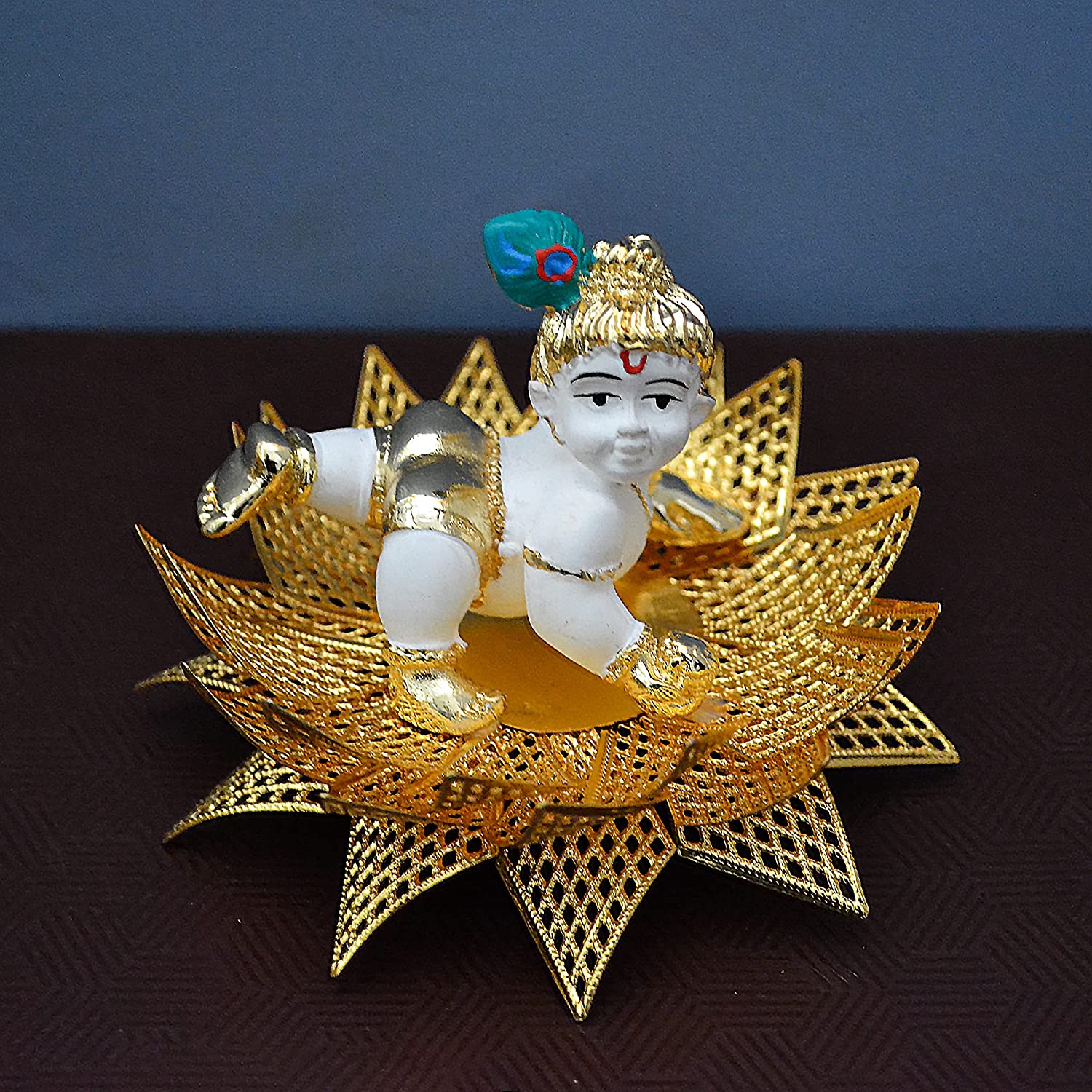 Resin Gold Plated Laddu Gopal Idol With Gifting Box Kmas118