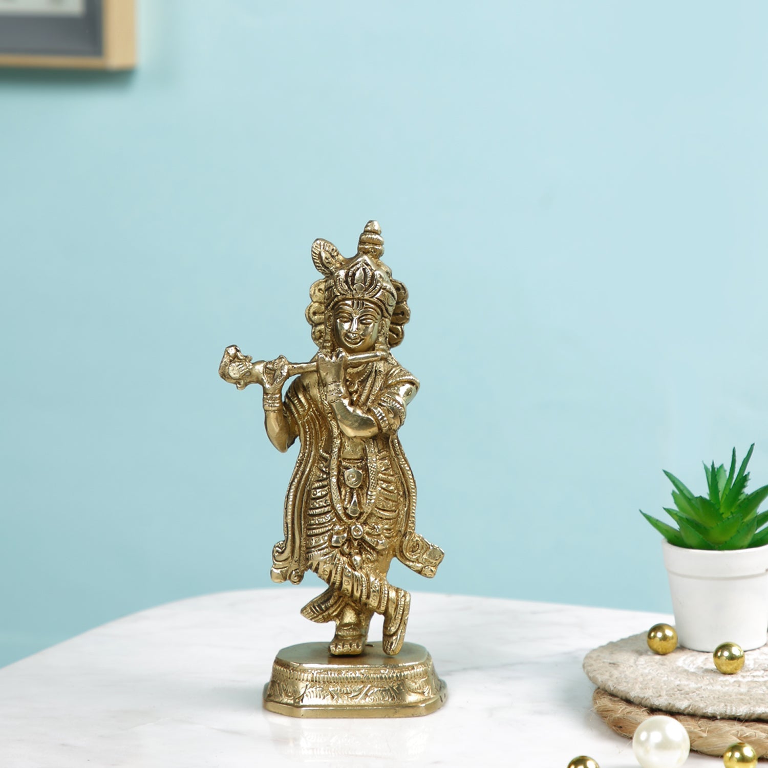 Lord Krishna Brass Idol For Home Puja Kbs163