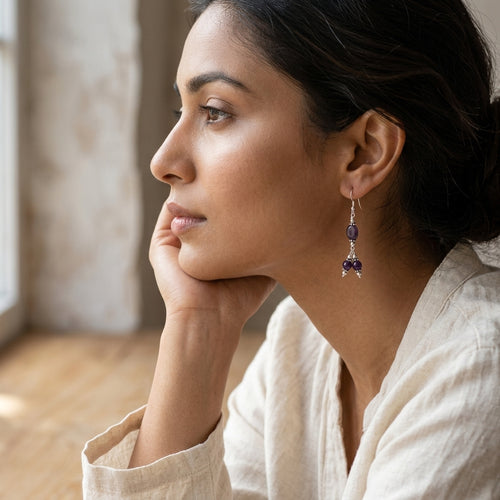 Grape glow Amethyst Earrings_ ER03