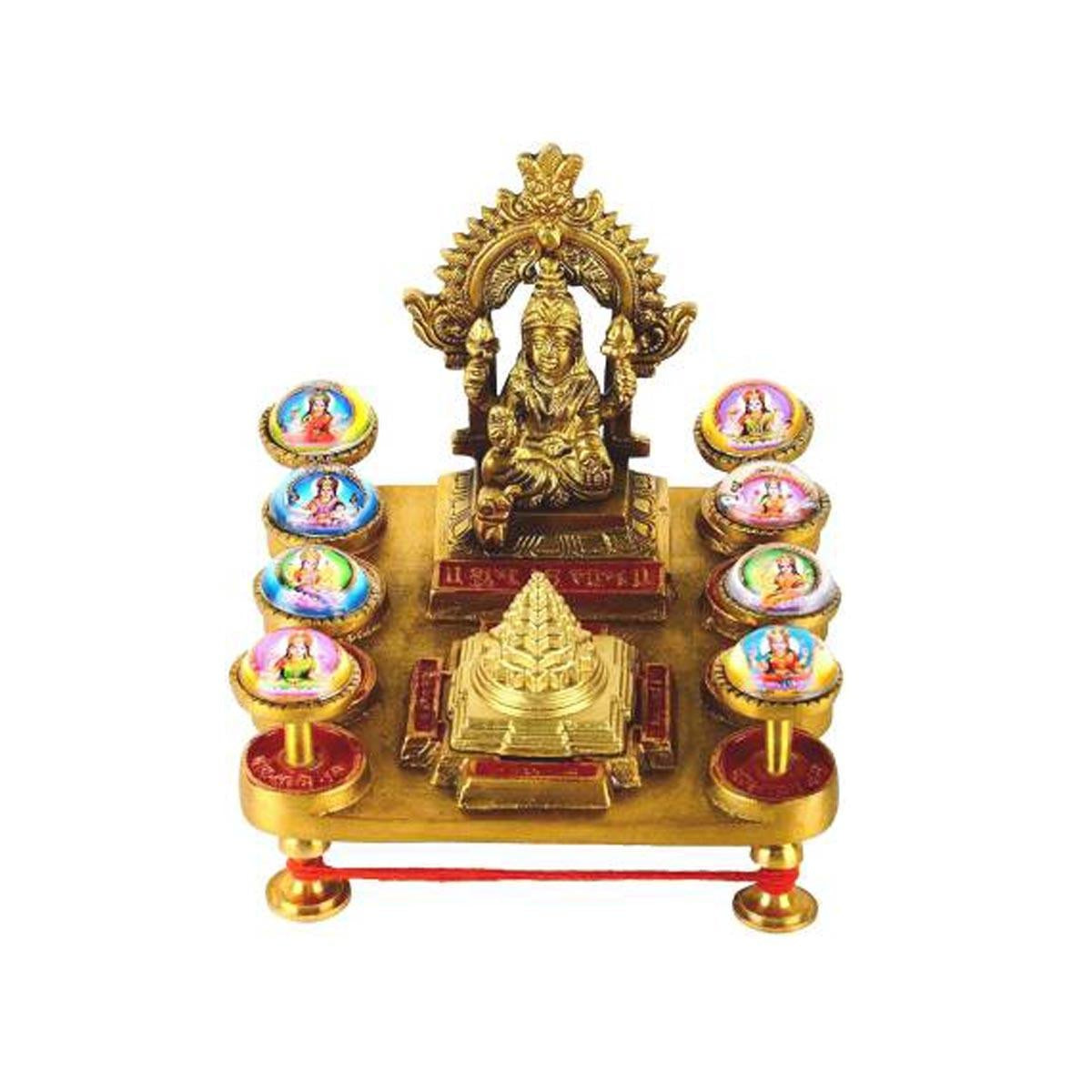 Shree Ashta Laxmi with Shri Yantra Chowki in Pure Brass