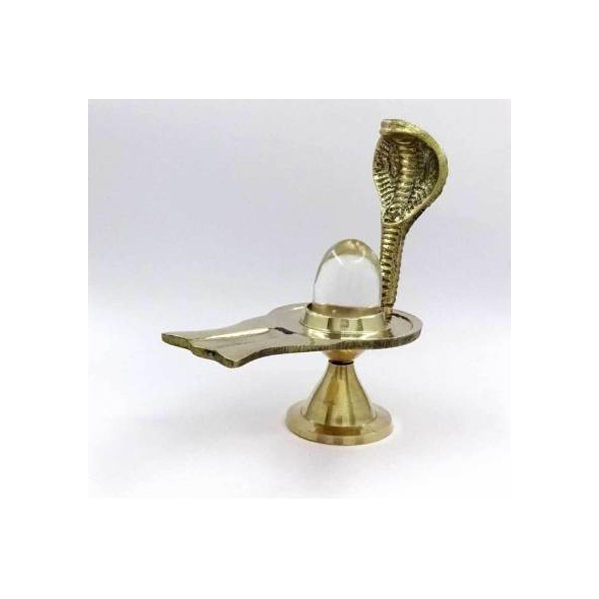 Pure Brass Shivling with Sphatik Crystal Lingam