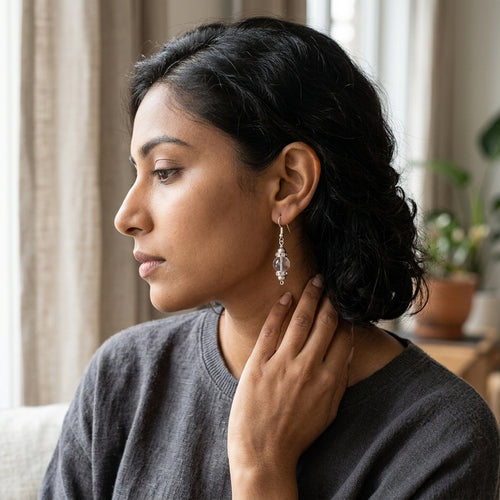 Starlight Clear Quartz Earrings -_QE04