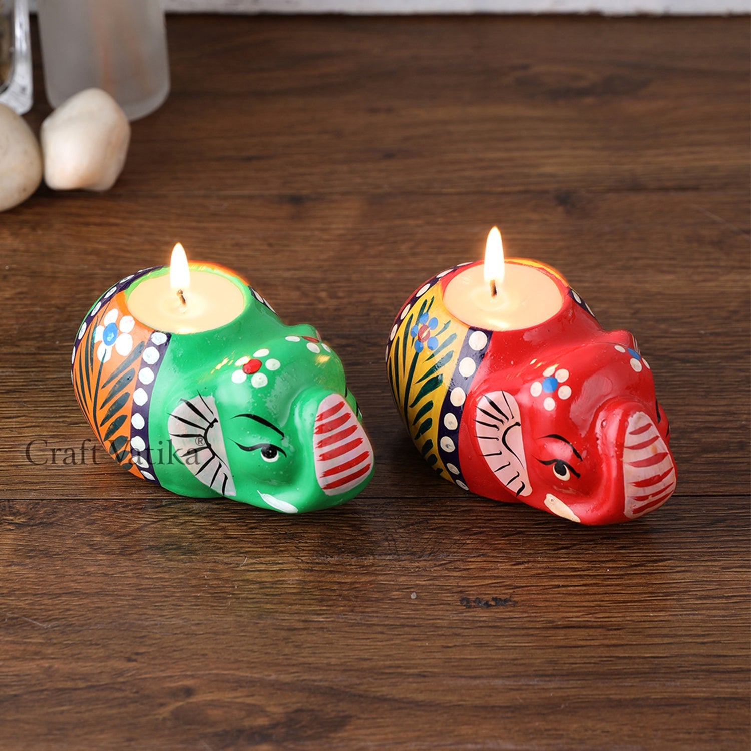 Elephant Tea Light Decorative Candle Holder (Set Of 2) Tcmh350