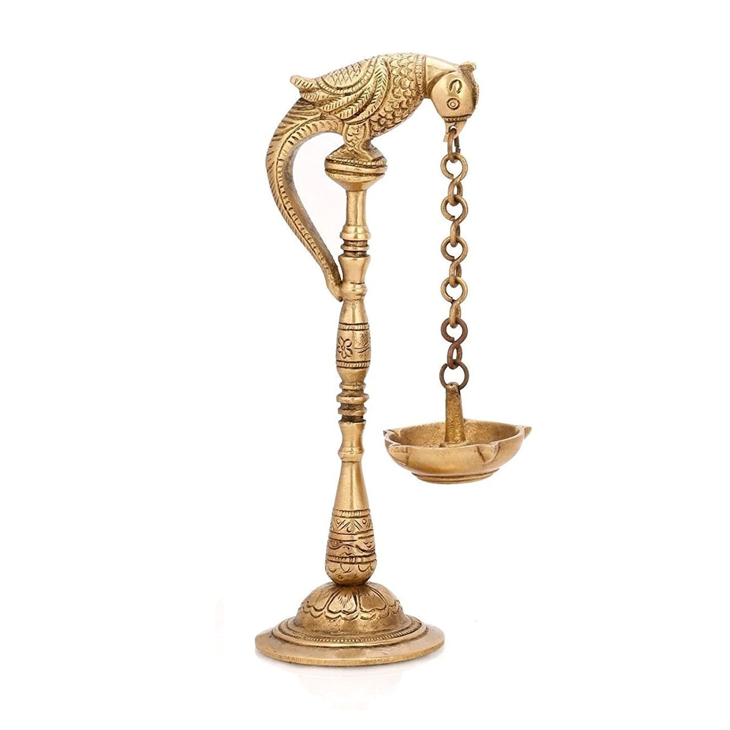 Brass Parrot Diya Oil Lamp Hanging Deepak Golden Finish-Dfbs121