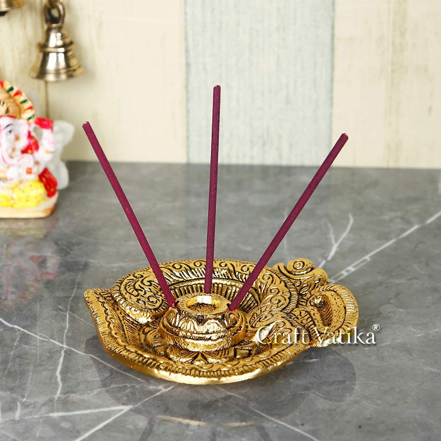 Metal Incense Stick Holder With Ash Catcher For Puja Dfbs221