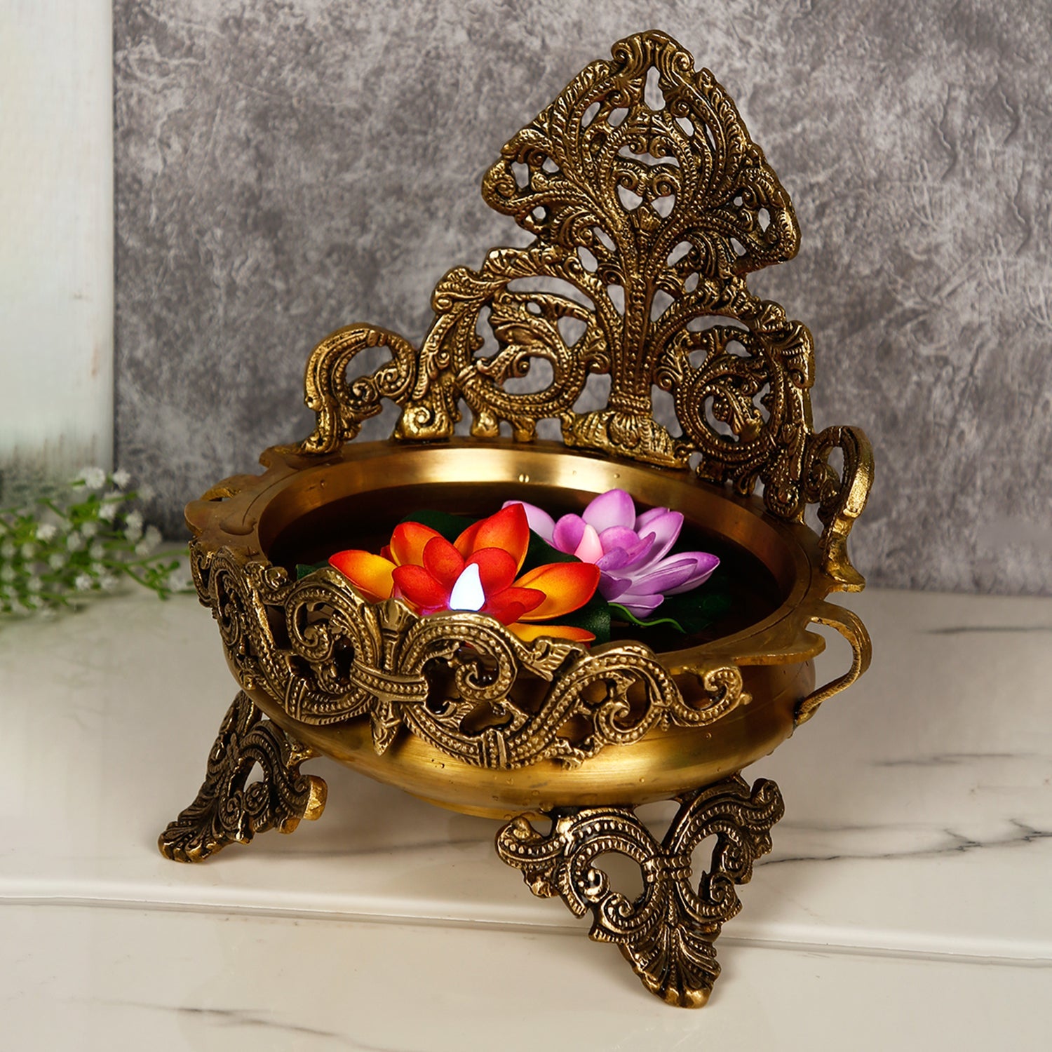 Brass Urli Bowl Showpiece For Floating Flowers Dfbs228