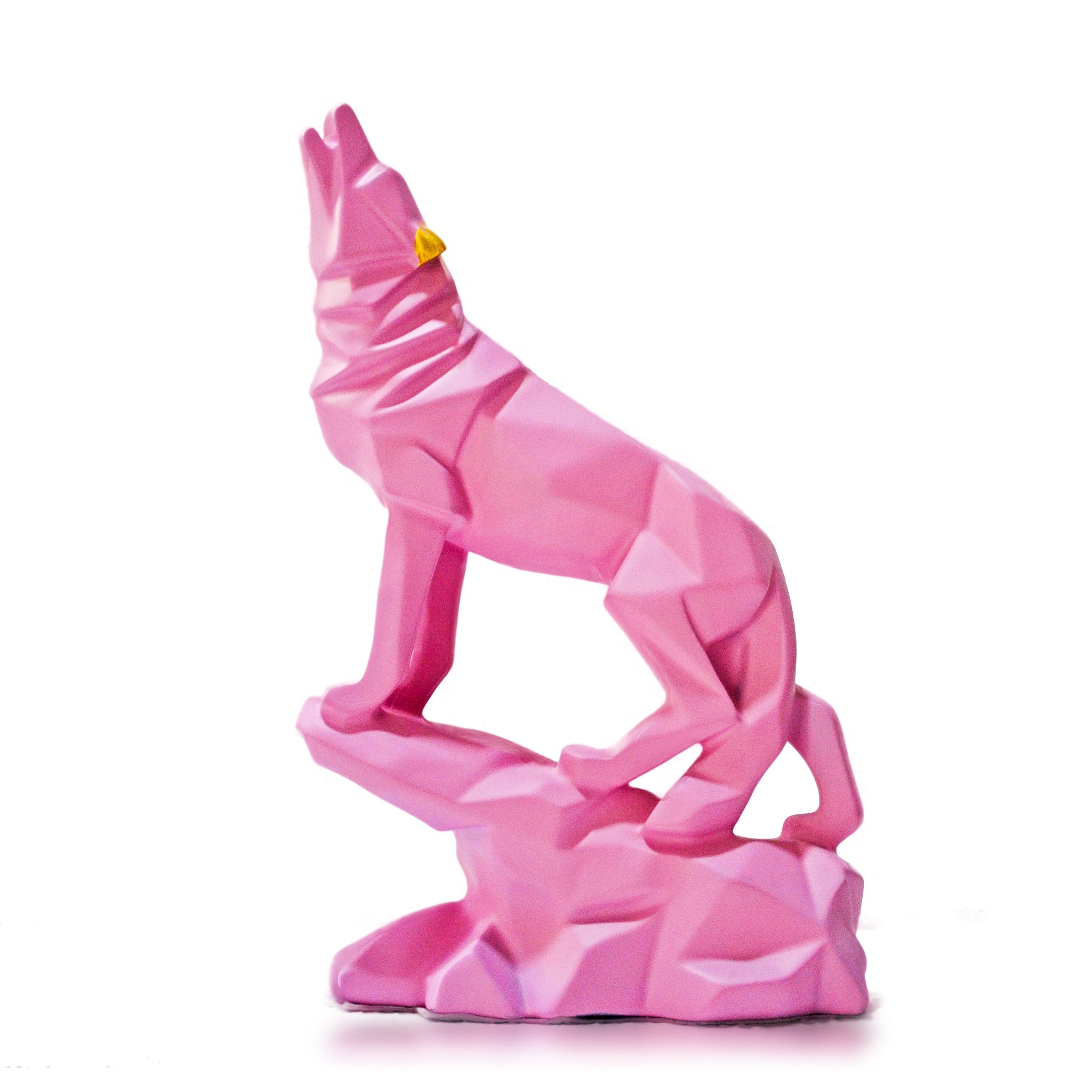 Resin Geometric Pink Wolf Statue For Home Decor Dfmas406-Pink