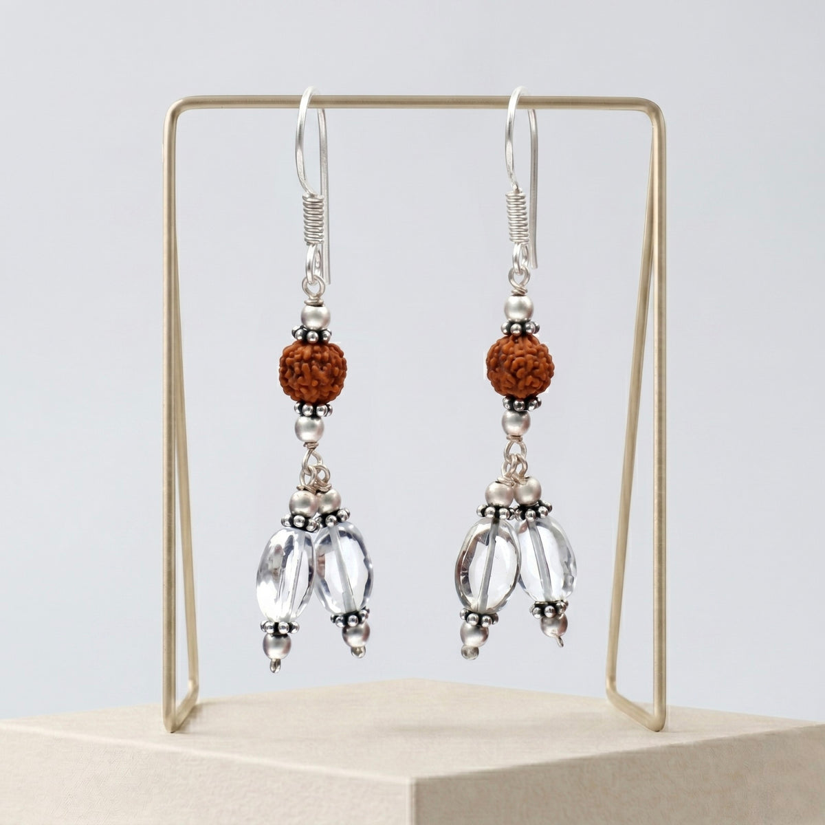 Rudra Crystal Rudraksh & Clear Quartz Earring_ER04