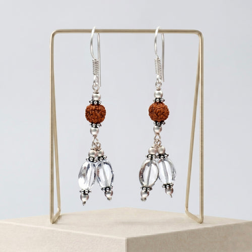 Rudra Crystal Rudraksh & Clear Quartz Earring_ER04