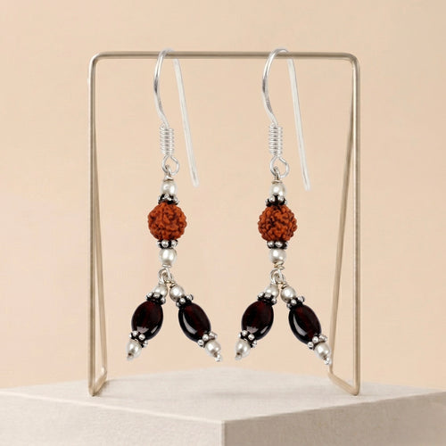 Earth & Fire Garnet Rudraksha Earring_ER06