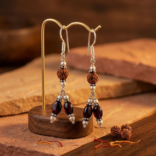 Earth & Fire Garnet Rudraksha Earring_ER06