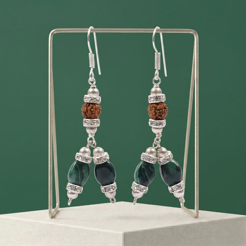 Soul Sync Greens Malachite & Rudraksh Earrings_ER11