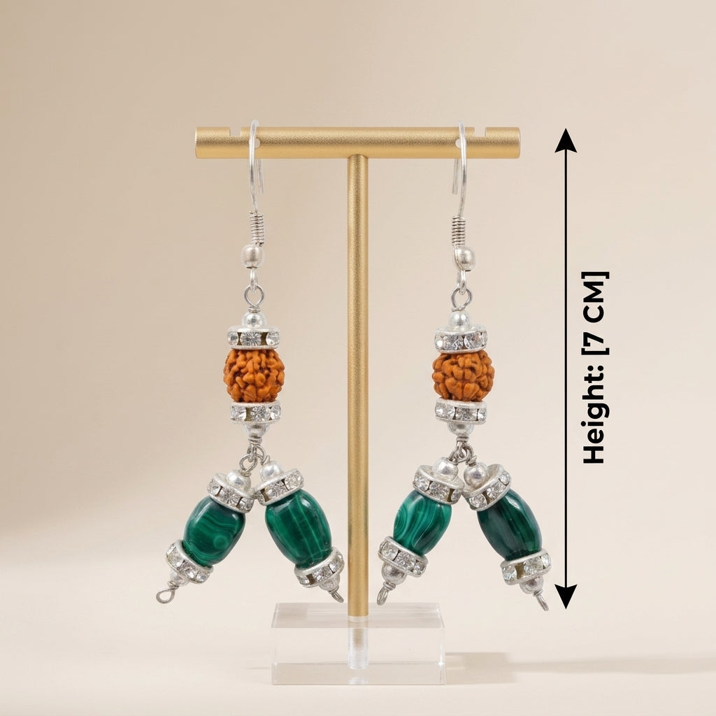 Soul Sync Greens Malachite & Rudraksh Earrings_ER11