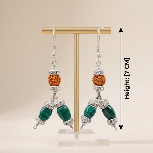 Soul Sync Greens Malachite & Rudraksh Earrings_ER11