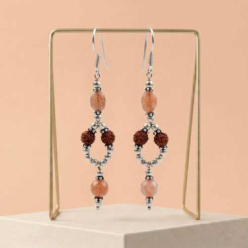 GlowRudra Sunstone & Rudraksha Earrings_ER13