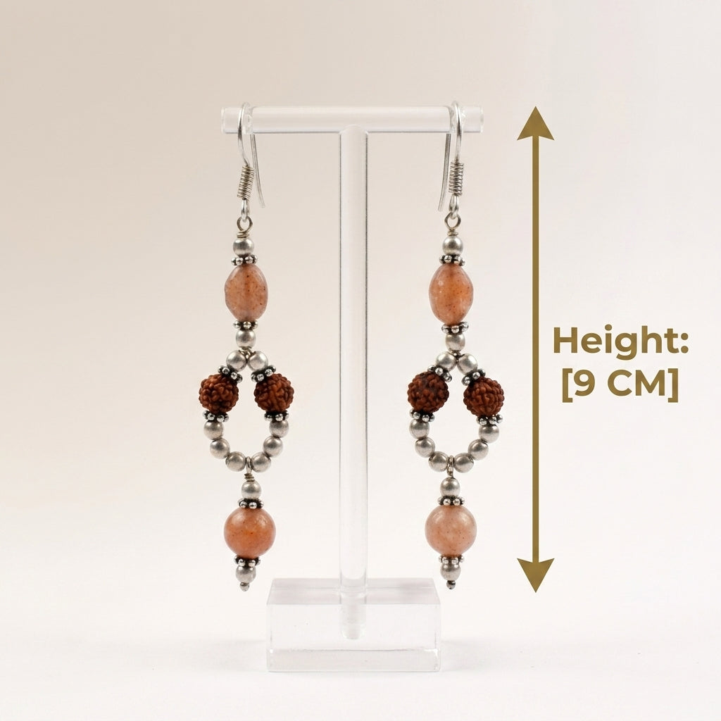 GlowRudra Sunstone & Rudraksha Earrings_ER13