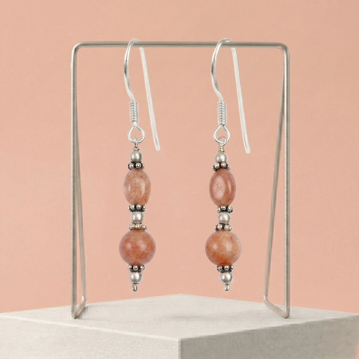 Peach Solar Sunstone Earrings_ER14